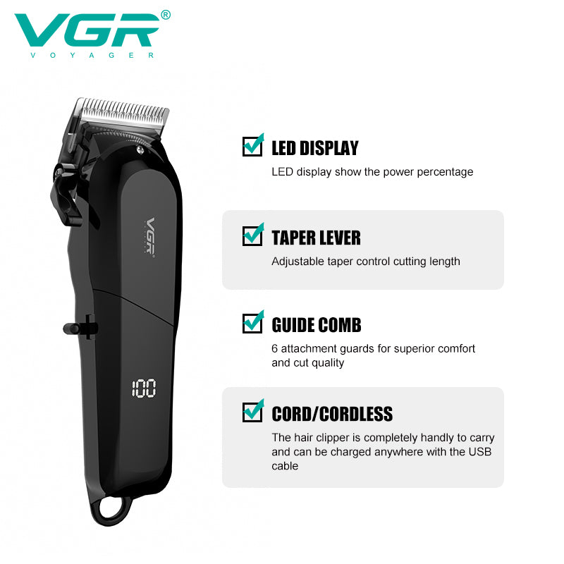 VGR Rasoio Capello | con/senza Filo | Display | Led Rasoio | Professionale | VGR V-118