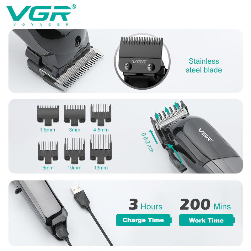 VGR Rasoio Capello | con/senza Filo | Display | Led Rasoio | Professionale | VGR V-118