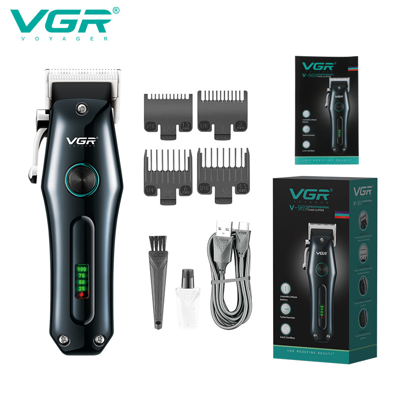 VGR Rasoio Capelli | Batteria | Ricaricabile | USB | Display a Led | V-969