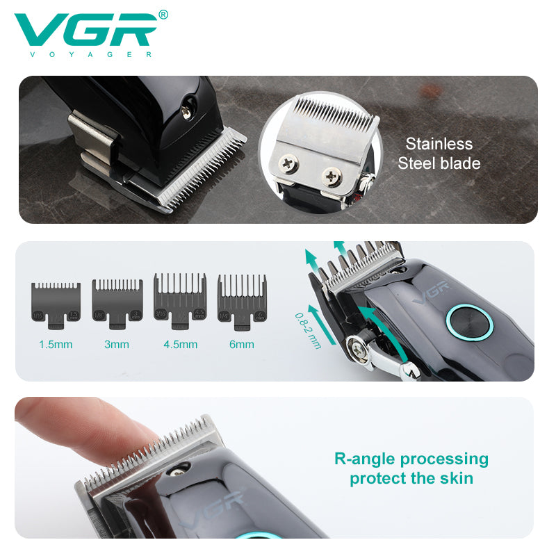 VGR Rasoio Capelli | Batteria | Ricaricabile | USB | Display a Led | V-969