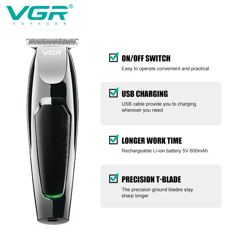 VGR Regola Barba | Trimmer | Professionale | USB | Senza Filo | VGR V-030