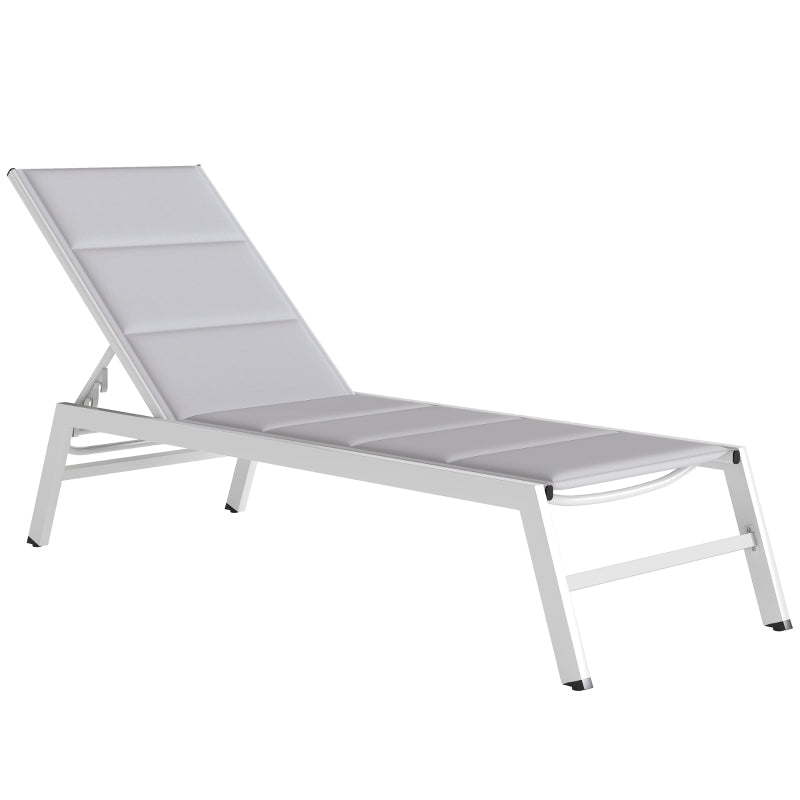 Outsunny Sdraio Imbottita, Schienale 6 Posizioni, Telaio Alluminio, Capacità 120 Kg, Grigio Chiaro