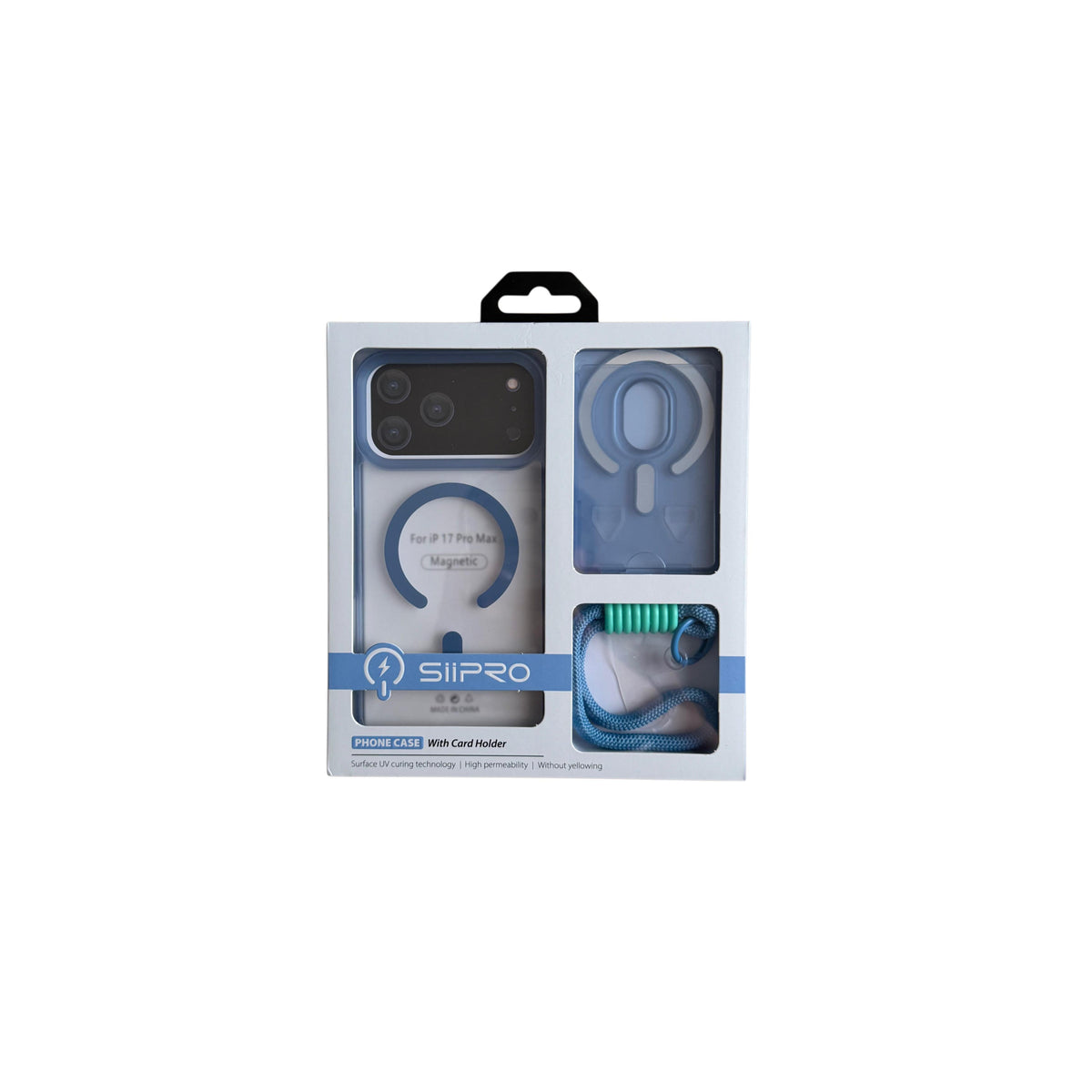Kit Cover Magnetica Magsafe Sii PRO per iPhone Con Porta Carte e Laccetto Cordone