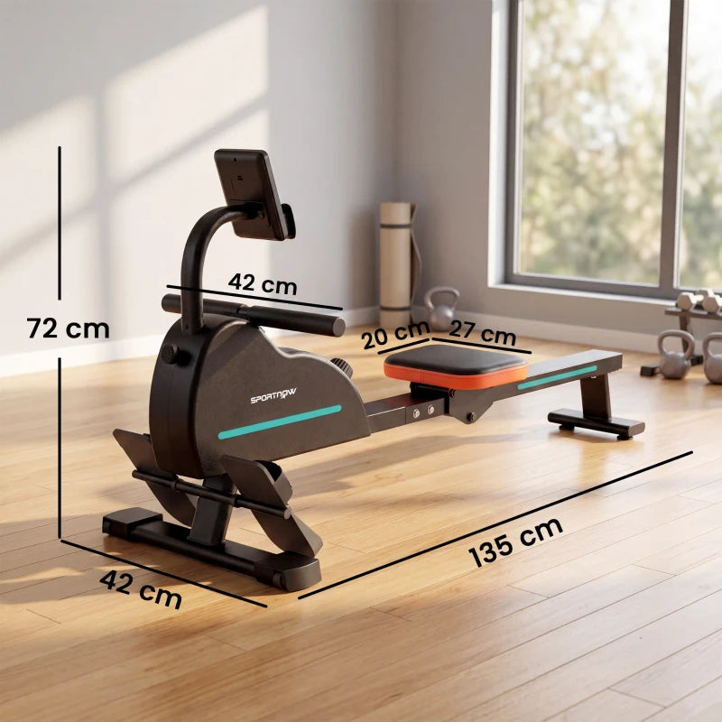 SPORTNOW Vogatore domestico: 16 livelli resistenza, Bluetooth, APP compatibile.