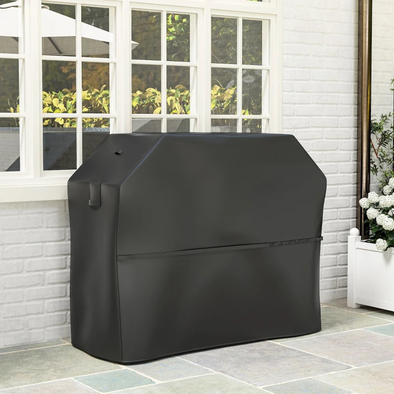 Outsunny Copertura per Barbecue Impermeabile in Tessuto Oxford 600D UPF30+ e Antivento, 147x61x122 cm, Nero