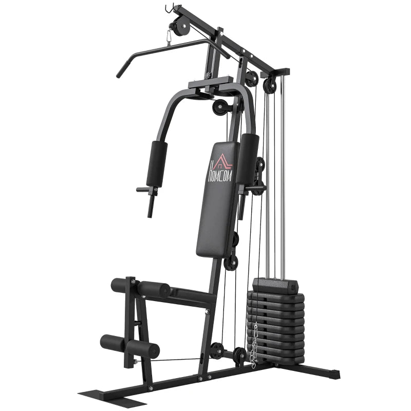 HOMCOM Stazione Fitness con Pesi da 45kg per Allenamento a Casa, 135x103x210cm, Nero