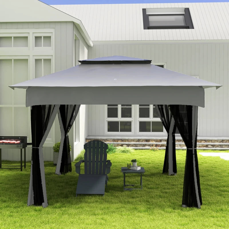 Outsunny Barbecue a Carbone a 3 Livelli con Mensole Pieghevoli e Girarrosto, in Acciaio Inox, 118x32x90 cm, Nero