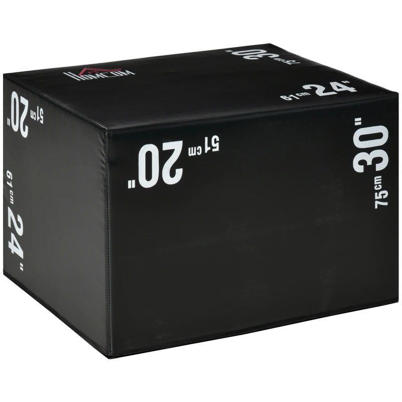 HOMCOM Plyo Box 3 in1 a 3 Altezze, Jumping Box Pliometrico Capacità 120kg, 75x51x61cm, Nero