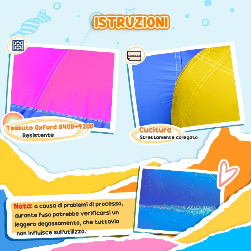 Outsunny Castello Gonfiabile per Bambini con Scivolo, Piscina e Canestro da Basket, Gioco Gonfiabile Gigante e Rimbalzante per 3 Bambini, 360x305x210 cm