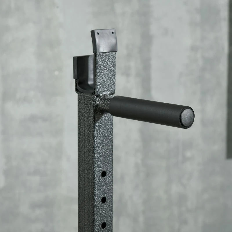 SPORTNOW Supporto per Bilanciere con Altezza e Larghezza Regolabili in Acciaio ed EVA, 60-87x65x121-158cm, Nero