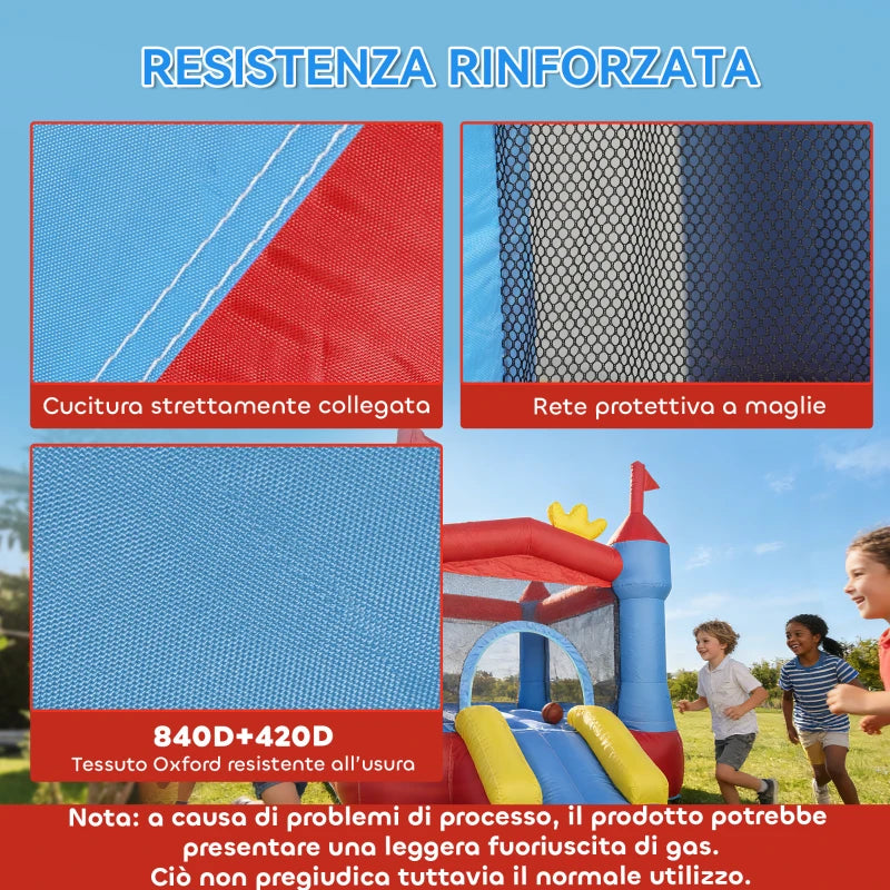 AIYAPLAY Castello Gonfiabile per Bambini con Scivolo, Piscina/Palline, Canestro da Basket e Soffiatore