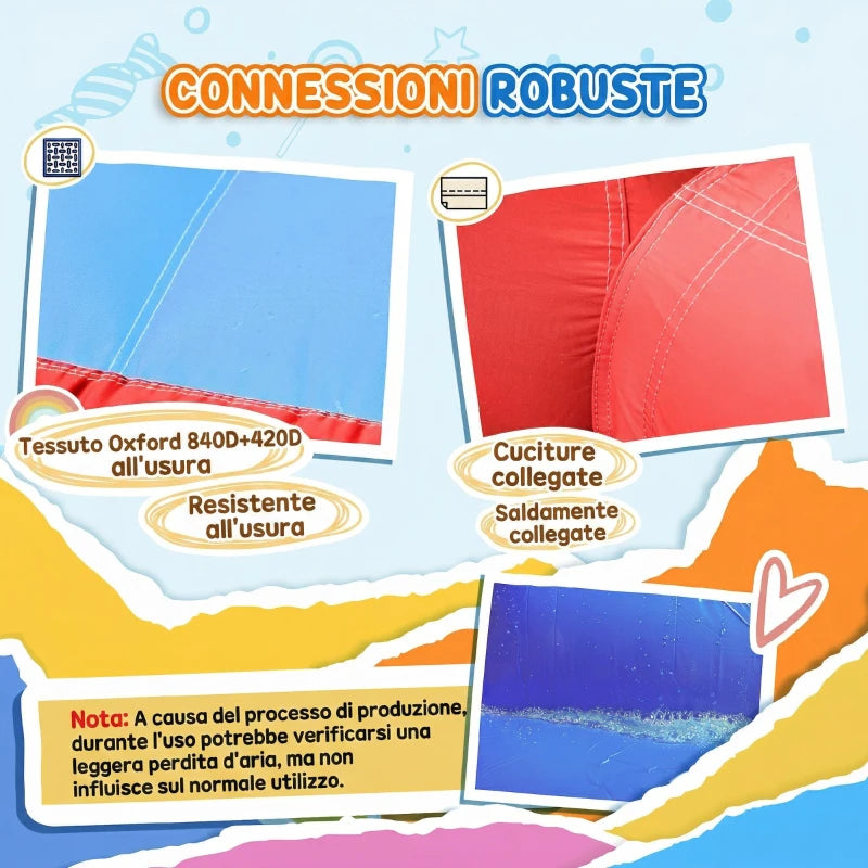 Outsunny Castello Gonfiabile 4 in 1 Bimbi 3-8 Anni, Scivolo e Piscina, 265x260x200cm