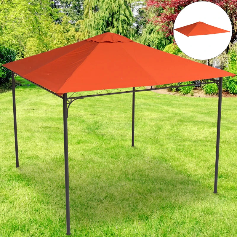 Outsunny Tetto Di Ricambio 3x3m Arancione per Gazebo da Giardino in Poliestere con Fori di Ventilazione