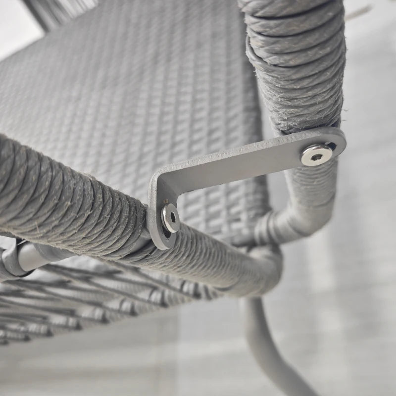 Outsunny Set da Giardino in Rattan PE Stile Boho, Divano 2 Posti con Chaise Longue e Tavolino, Grigio Chiaro