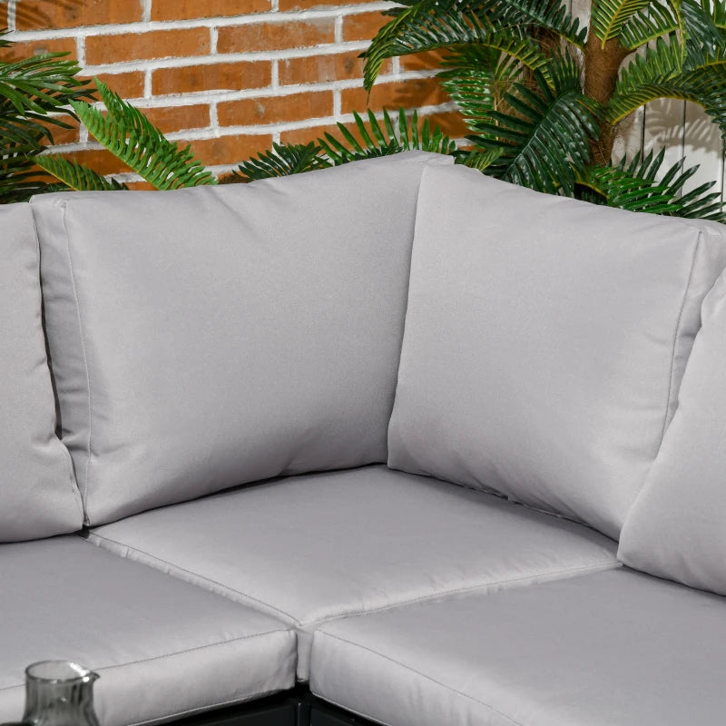 Outsunny Set da Giardino 4 Pezzi con 2 Divanetti, Poltrona Angolare e Tavolino da Caffè in Vetro Temperato