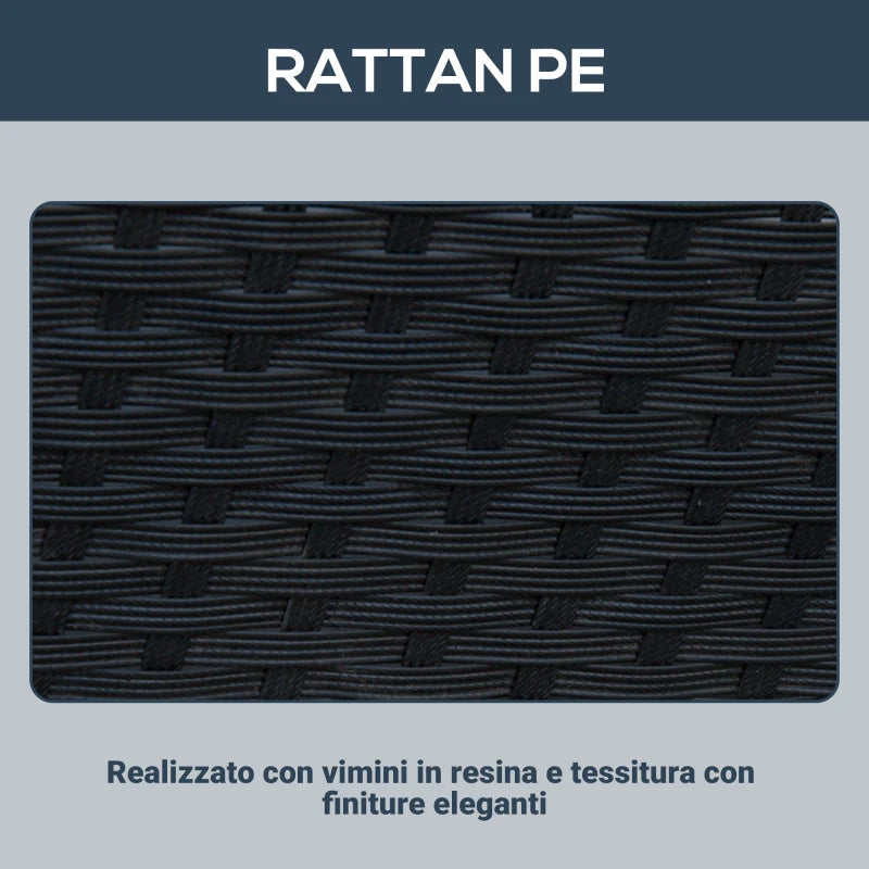 Outsunny Set Mobili da Giardino 5pz Set Tavolo da Pranzo con 4 Sedie con Cuscini Combinabili a Rettangolo, Nero, 109x109x72 cm