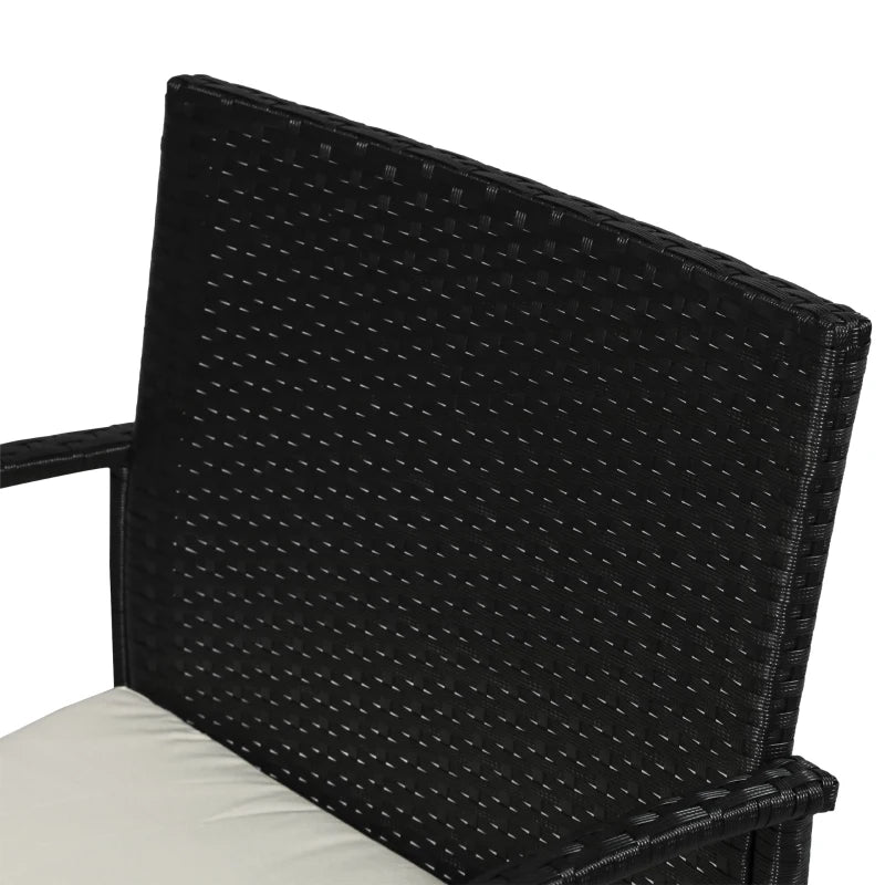 Outsunny Set da Giardino 4 Pezzi in Rattan PE con Tavolino da Giardino, 2 Poltroncine e Divano 2 posti, Nero e Crema