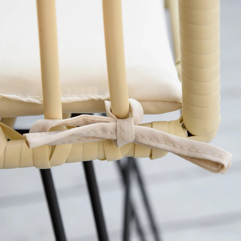 Outsunny Set Mobili da Giardino 3 Pezzi con Tavolino e Sedie in Rattan PE, Poilestere e Acciaio per Esterni, Crema