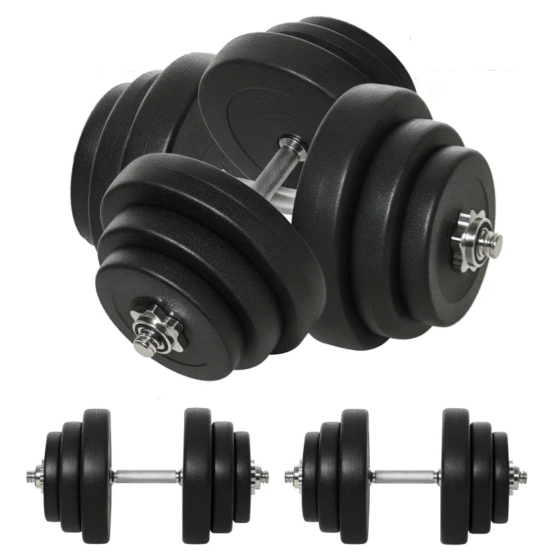 HOMCOM Set Manubri Palestra 40kg (4x5kg, 4x2.5kg, 4x1.5kg), Pesi Palestra con 12 Dischi da 1.5kg, 2.5kg, 5kg, Փ25mm, per Allenamento a Casa