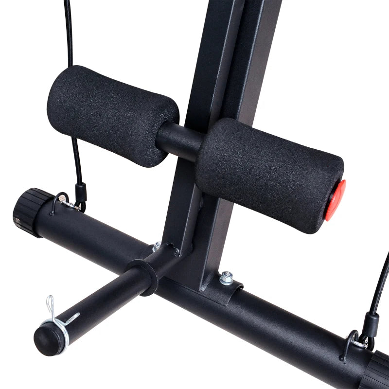 HOMCOM Panca Multifunzione Regolabile per Addominali, Panca Pesi Palestra per Allenamento Braccia e Gambe 54x160x106cm, Nero e Rosso