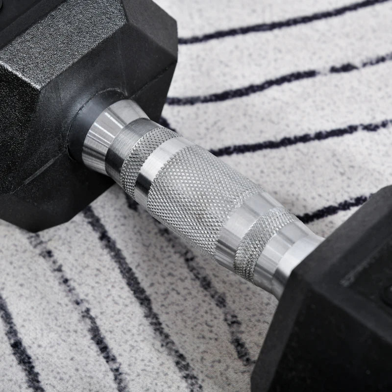 HOMCOM Set 2 Manubri Esagonali da 10kg in Metallo e Gomma per Workout in Palestra, Casa e Ufficio, Nero