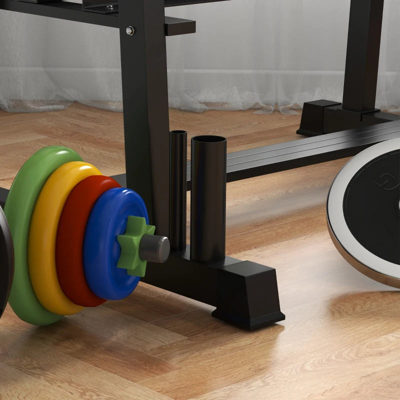 SPORTNOW Rastrelliera per Manubri in Acciaio con 4 Aste Regolabili per Pesi e Kettlebell, 131x75x80 cm, Nero