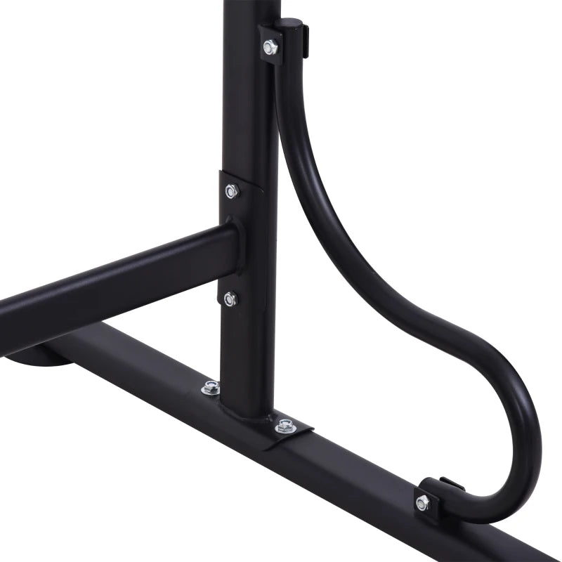 HOMCOM Barra per Trazioni Power Tower Stazione Fitness Multifunzione con Altezza Regolabile 171-219cm Nero Rosso