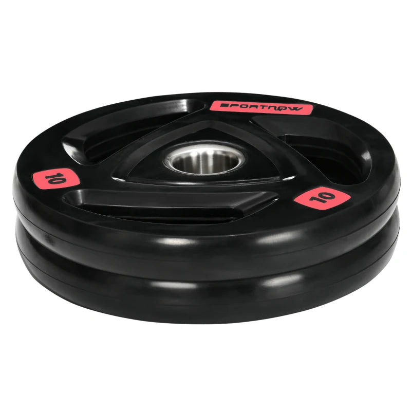 SPORTNOW Set di 2 Dischi Pesi da 10kg in Acciaio con Rivestimento in Gomma per Bilanciere