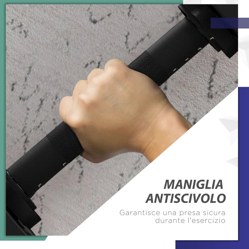SPORTNOW Set 2 in 1 con 2 Manubri Convertibili in Bilanciere, Peso Totale 20 kg e Dischi Pesi Regolabili, Nero