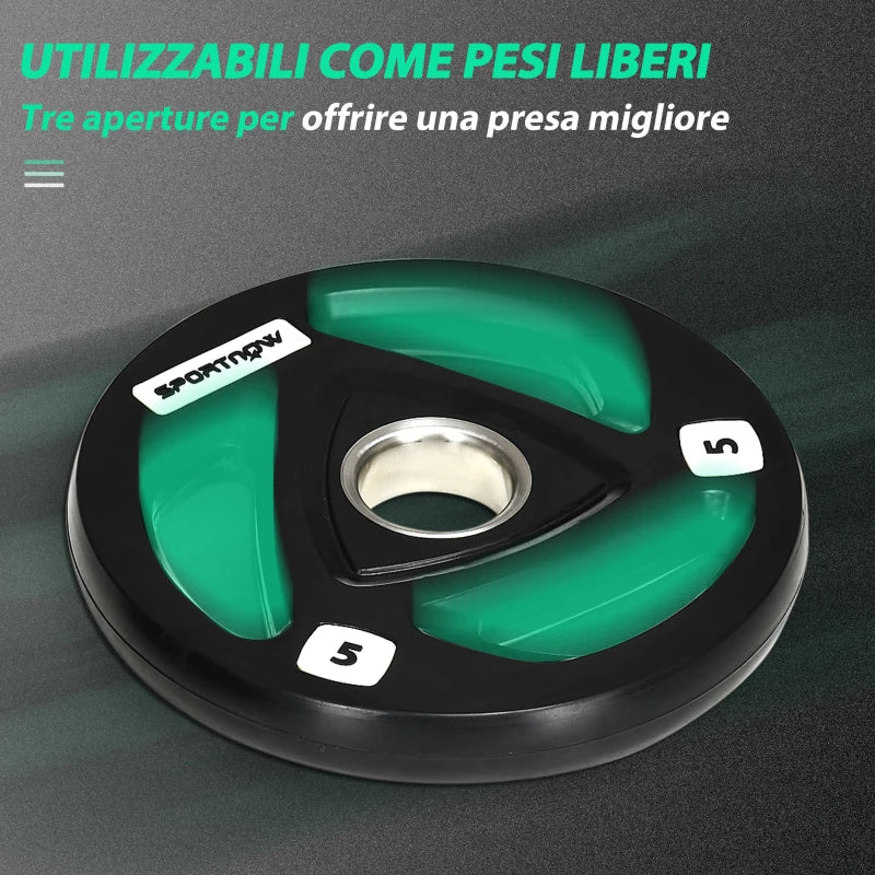 SPORTNOW Set di 2 Dischi Pesi in Acciaio con Rivestimento in Gomma per Bilanciere