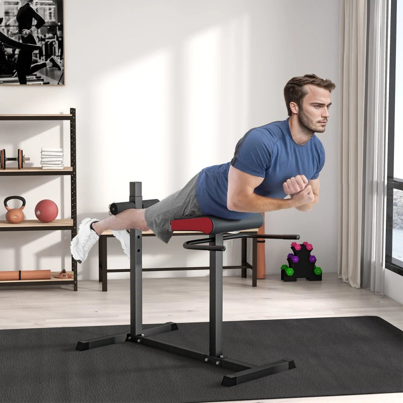 SPORTNOW Sedia Romana Regolabile su 6 Posizioni con Maniglie Laterali, in Acciaio e PU, 110x70x95 cm, Nero