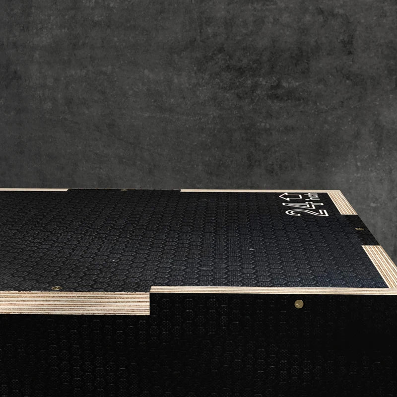 SPORTNOW Box Jump Pliometrico a 3 Altezze in Legno Antiscivolo, 61-51-41cm, Nero