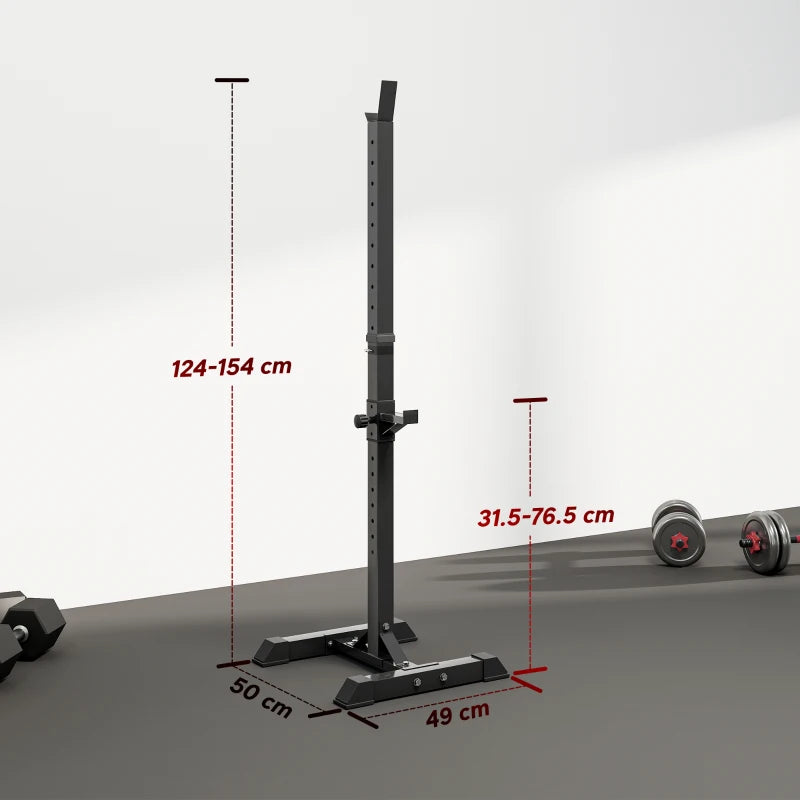 HOMCOM Set di 2 Rack Supporto per Bilanciere in Acciaio, Altezza Regolabile su 12 Livelli, 50x49x124-154cm, Nero