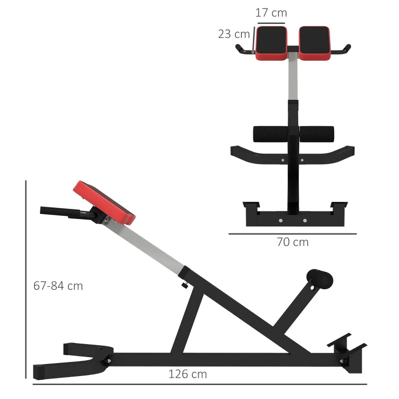 SPORTNOW Sedia Romana ad Altezza Regolabile con Imbottitura Spessa, in Acciaio e PU, 126x70x67-84 cm, Nera