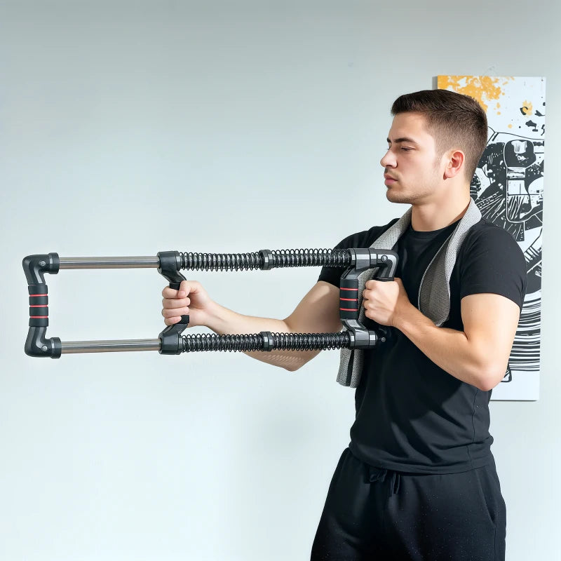 SPORTNOW Power Twister a 4 Molle con Resistenza da 10 a 50 kg, in Acciaio Inox, 80x22x5 cm, Nero