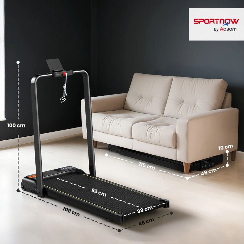 SPORTNOW Tapis Roulant Pieghevole con Inclinazione Regolabile, Velocità 1-10 km/h, Display LED e Telecomando, Nero