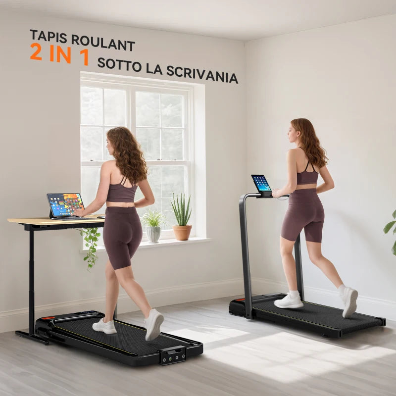 SPORTNOW Tapis Roulant Pieghevole con Inclinazione Regolabile, Velocità 1-10 km/h, Display LED e Telecomando, Nero