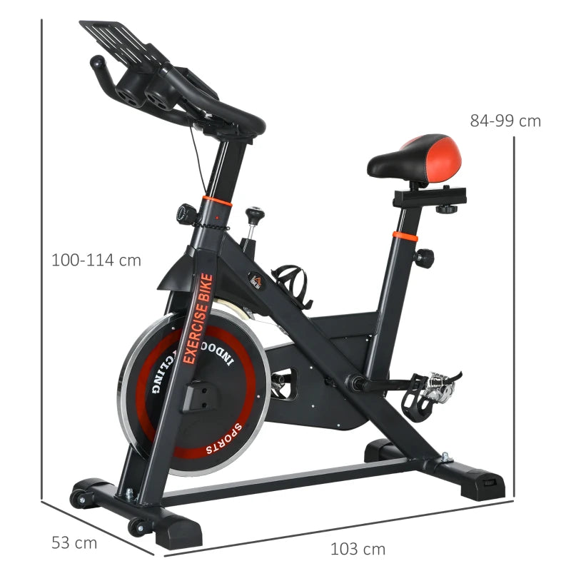 HOMCOM Cyclette da Casa con Volano da 8 kg e Schermo LCD, in Acciaio e ABS, 103x53x100-114 cm, Rosso e Nero