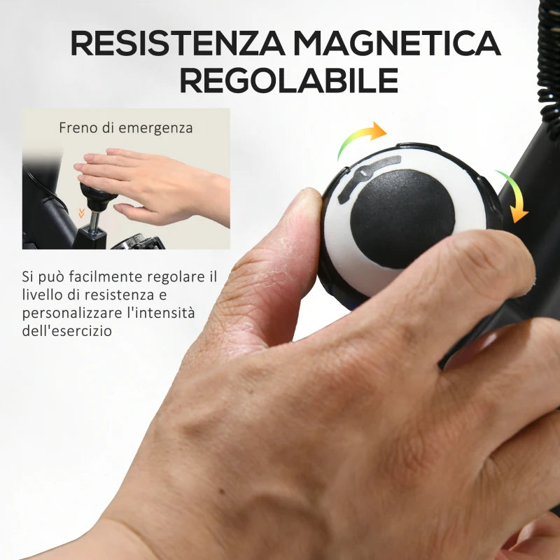 HOMCOM Cyclette da Casa con Volano da 8 kg e Schermo LCD, in Acciaio e ABS, 103x53x100-114 cm, Rosso e Nero