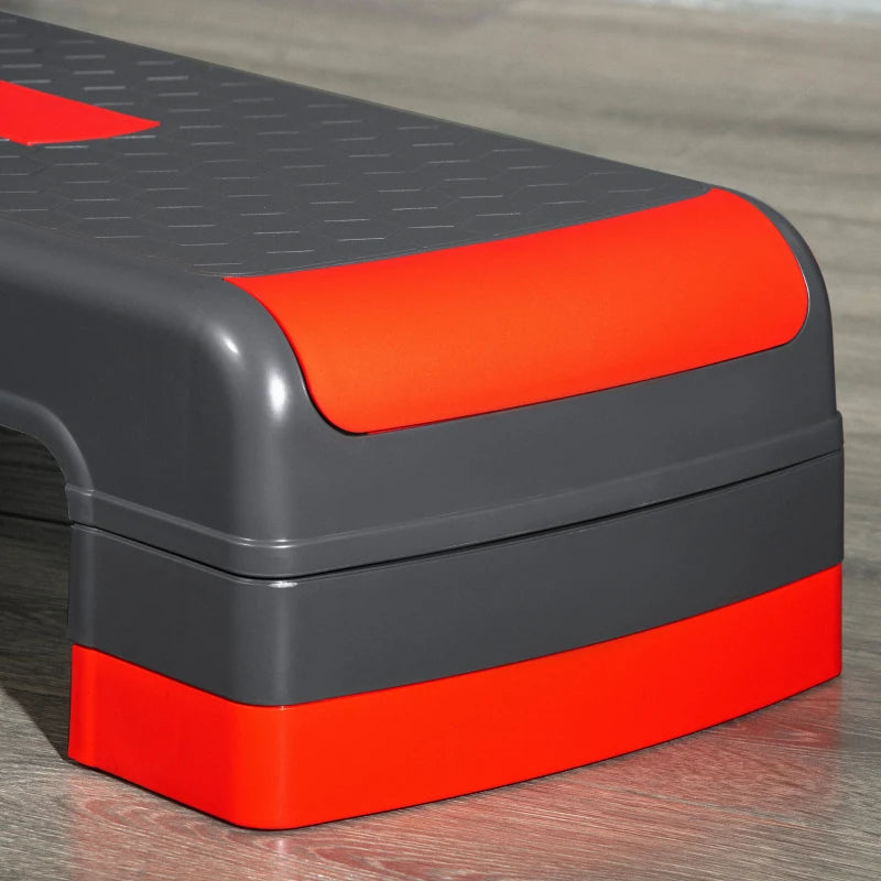 HOMCOM Step Fitness per Aerobica Regolabile su 3 Altezze 10-15-20 cm in Plastica, Nero e Rosso