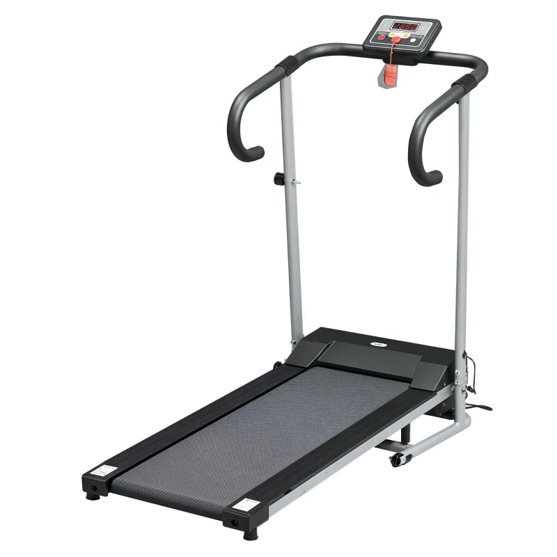 HOMCOM Tapis Roulant Elettrico Pieghevole Salvaspazio e Silenzioso con Velocità Regolabile 1-10km/h e Schermo LCD, per Casa e Ufficio, 500W, Nero
