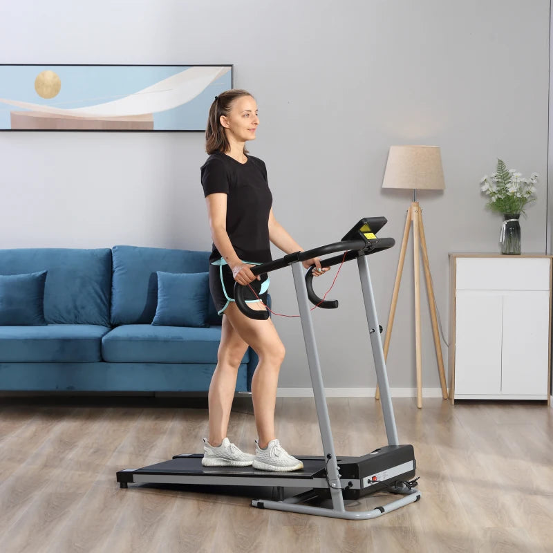 HOMCOM Tapis Roulant Elettrico Pieghevole Salvaspazio e Silenzioso con Velocità Regolabile 1-10km/h e Schermo LCD, per Casa e Ufficio, 500W, Nero