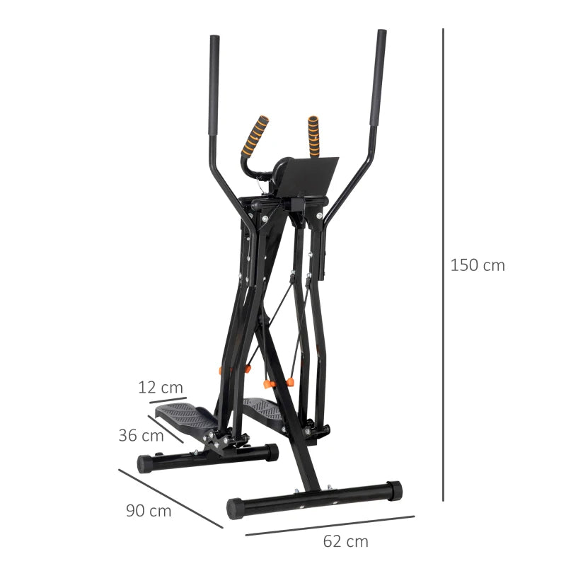 HOMCOM Cyclette Ellittica con 4 Livelli di Resistenza, Monitor LCD e 2 Ruote, in Acciaio e ABS, 90x62x150 cm, Nero