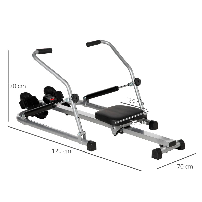 HOMCOM Vogatore Pieghevole, 4 Livelli di Resistenza e Display, Acciaio e ABS, 129x70x70 cm