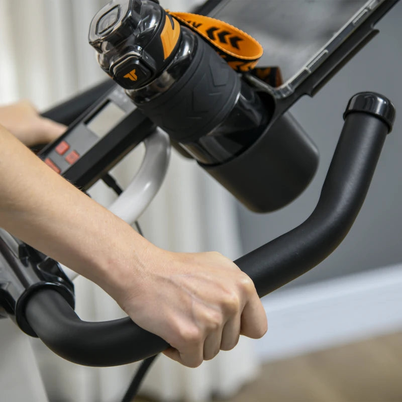 HOMCOM Cyclette Professionale, Bici da Spinning,Cyclette da Camera Regolabile con Schermo LCD e Portabicchieri, Volano 8kg, Bianco