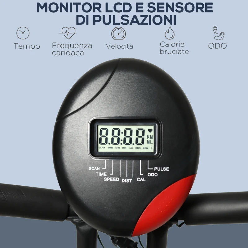 HOMCOM Cyclette Professionale con Resistenza e Altezza Regolabile, in Acciaio e PP, 41x86x112 cm, Nera