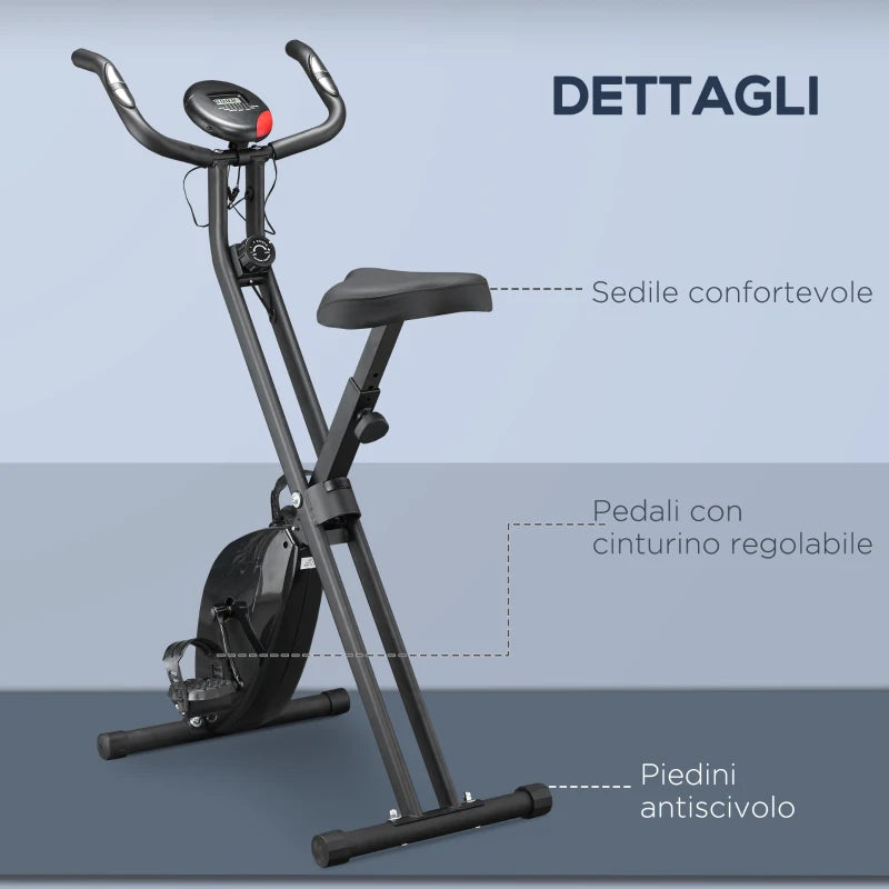 HOMCOM Cyclette Professionale con Resistenza e Altezza Regolabile, in Acciaio e PP, 41x86x112 cm, Nera