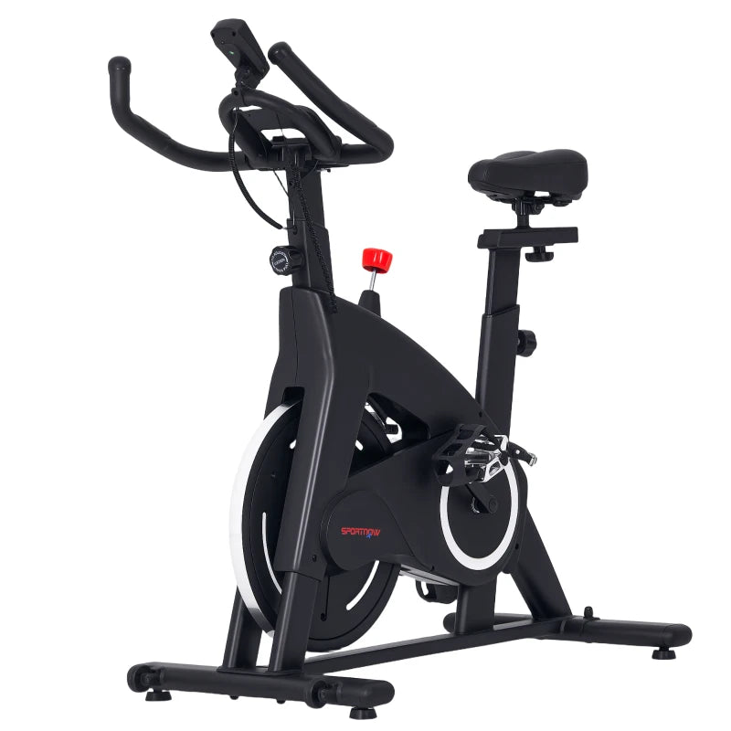 SPORTNOW Cyclette Magnetica con Volano 10 kg, Sedile e Manubrio Regolabili, Monitor LCD, Porta Tablet, Nero