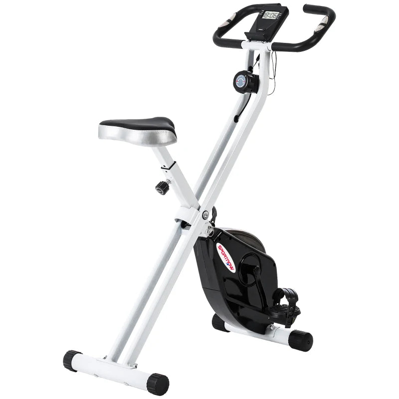 SPORTNOW Cyclette Pieghevole Magnetica 8 Livelli, Display LCD, Rotelle e Sellino Regolabile, Nero