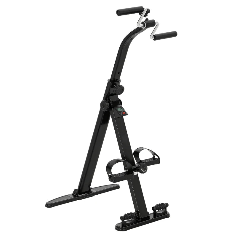SPORTNOW Cyclette per Riabilitazione Gambe e Braccia Pieghevole, Schermo LCD e Altezza Manubrio Regolabile, Nero